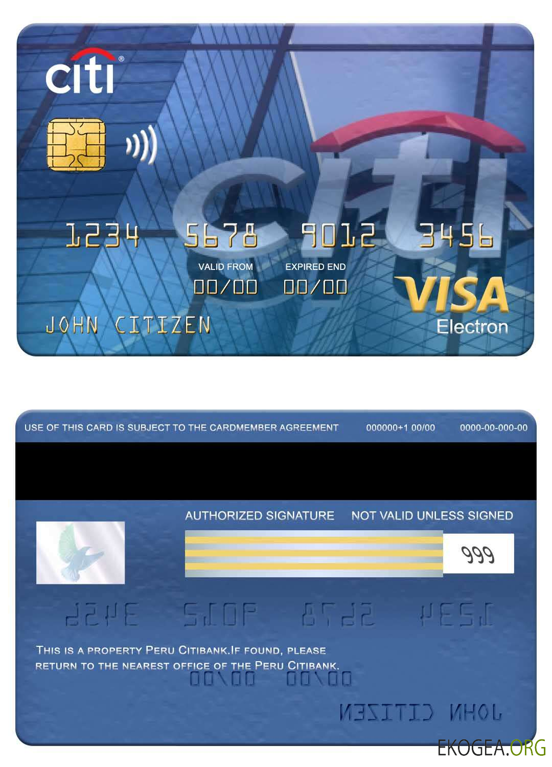 Carte électronique visa Citibank Pérou